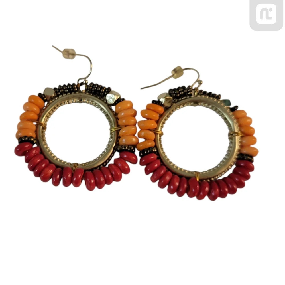 Tribal Style Circle Hook Back Earrings